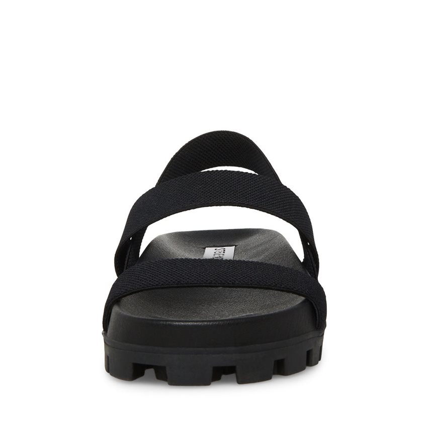 Black Steve Madden Landmark Women's Flat Sandals | PH 824716XN